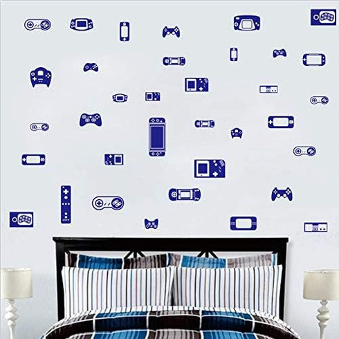 Gaming Wall Decal for Kids Room, Game Console and Controller Vinyl Sticker for Boys Bedroom, Removable Art Decoration