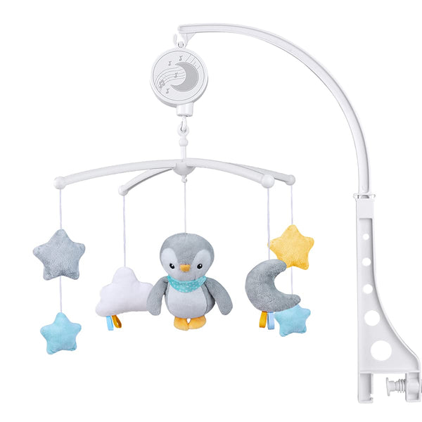 TuiVeSafu Baby Musical Mobile with Lullabies Music Box, Rotating Penguin Mobile Soother Crib