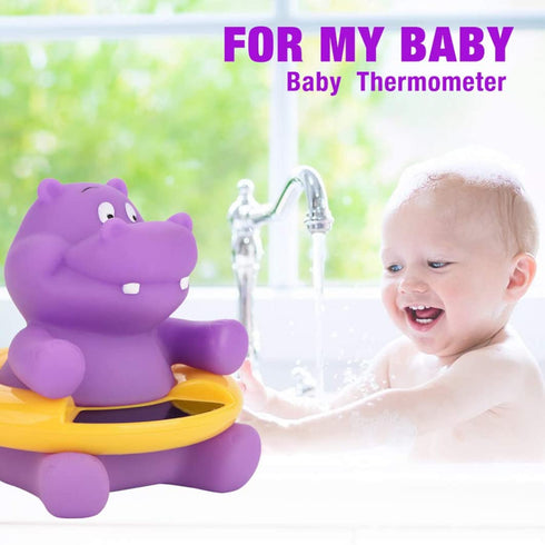 Monetais Baby Bath Thermometer Cute Hippo Bathtub Digital Thermometer Floating Toy Purple