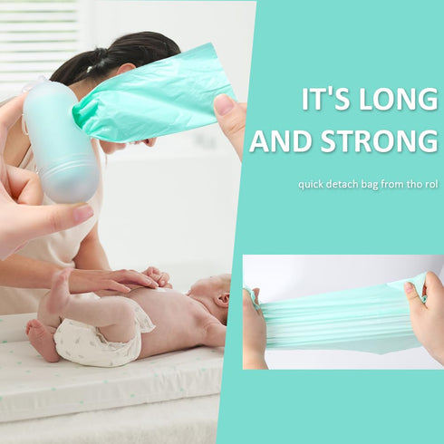 8 Rolls/120 Diaper Bags Disposable for Baby, Refill Bags Dirty Disposable Diaper Bags with Dispenser, Convenient