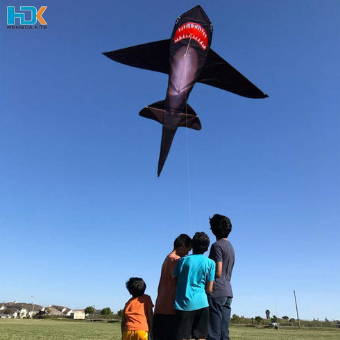 HENGDA KITE for Kids, Lifelike Black Shark Kite, Single Line Kite Flying for Children
