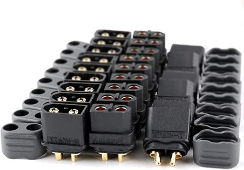 SoloGood Amass 20 Pair XT60H Bullet Connector Plug Black Male Female (Upgraded XT60) with Sheath for Lipo Battery