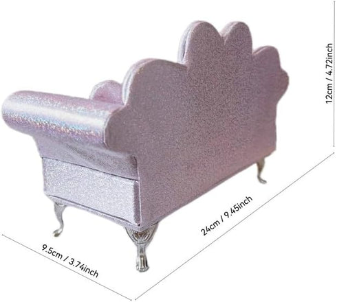 1/6 1/12 & Scale Dollhouse Furniture Miniature Sofa w/Hidden Jewelry Box for Women - Adult Collector Pink Decor