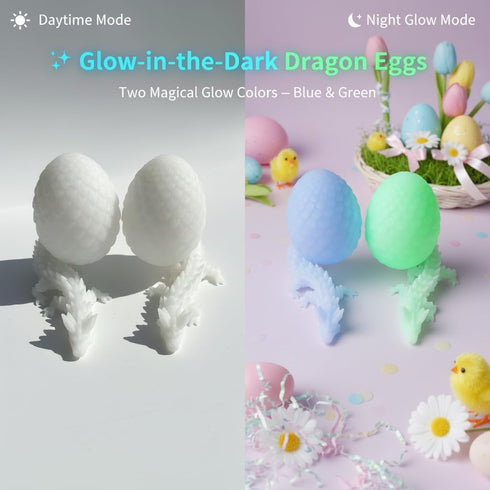 6 3D 1 Set, Mydethun PCS Printed Dragon Eggs, Glow in the Dark Dragon - Customizable Lore Cards, Articulated Fidget Toy