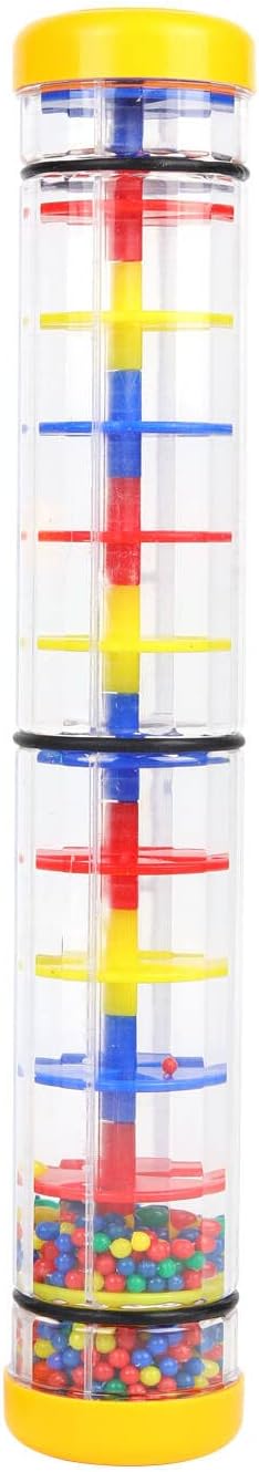 Rainmaker 12 inch Rattle Tube - Music Sensory Auditory Instrument Toy for Babies - Yellow Color