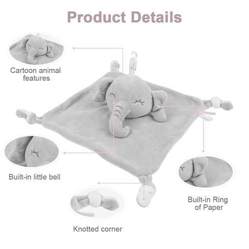 Vicloon Baby Security Blanket - Elephant Security Blanket for Babies, Soft Blanket for Baby Boys and Girls, Baby