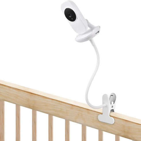 Baby Monitor Holder, Flexible Crib Clip Mount Compatible with VTech VM819, No Tools or Wall Damage - White