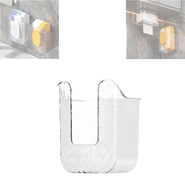 Kitchen Wipes Storage Box - 2024 Non-slip Flushable Wipes Holder for Bathroom, Wall-Mounted Clear Dispenser