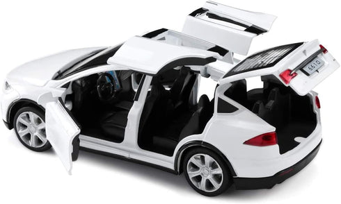 1/32 Model x Metal Die Casting Toy Car, Pull Back with Sound and Lights for Boys 3-12 Years (White)
