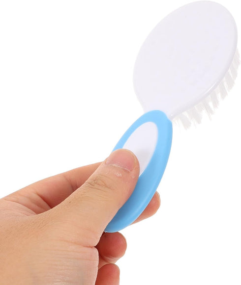 Set 2pcs Soft Bristles Brush and Hair Comb for Newborns, Nylon Scalp Massage and Bath Cleaning Brush Kit, Pink and Blue