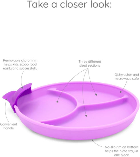 Easy Scoop & Hold Plate Set - Set of 2 Silicone Plates for Babies, Toddlers, Kids with Dividers, Dishwasher Safe