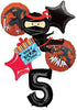 Ninja Birthday Party Supplies - Happy Kickin 5th Birthday Balloon Bouquet Decorations