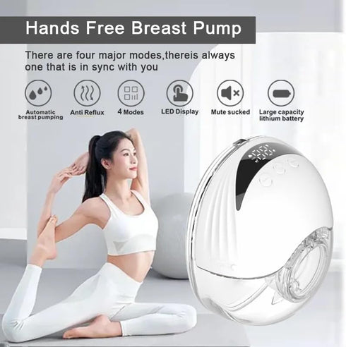 Generic 4 Wearable Electric Breast Pump, Variable Frequency, Modes, Anti-Backflow Design, White