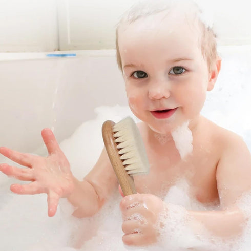 DOYOUWE Set Personalized Baby Hairbrushes, Gently Grooms Baby's Hair, Natural Wooden Hairbrush Baby Brush for Newborns