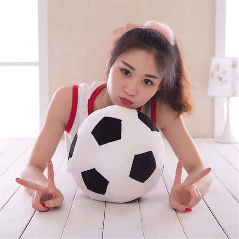 '-White,7.8inch/20cm) AOQI Fluffy Stuffed Toy Soccer Ball Plush Pillow Soft Durable Stuff Soccerball Gift for Kids Boy