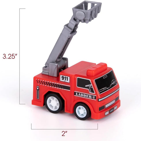 Pullback Pack 24) 3+ ArtCreativity Mini Fire Truck Toys (Bulk of Firefighter Birthday Party Supplies, Firetruck