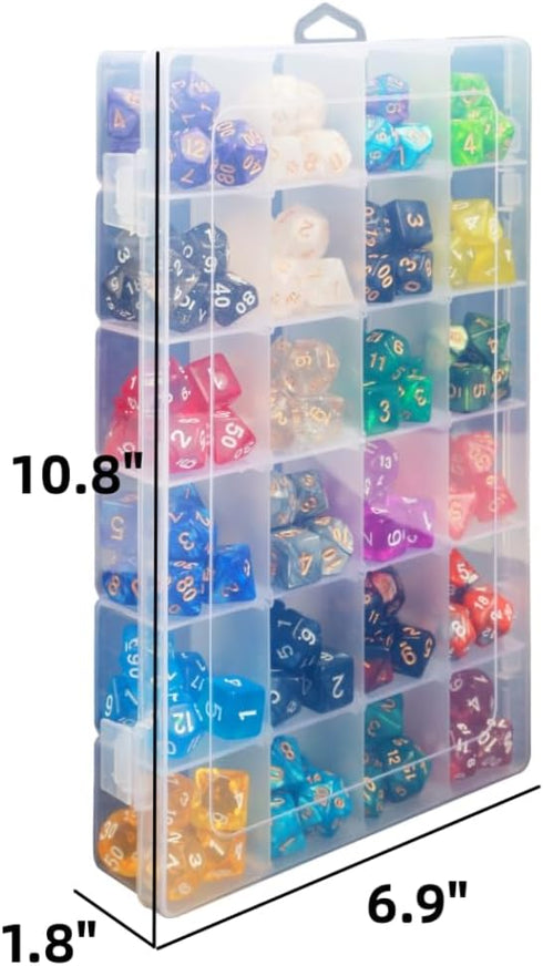 2 Pack DND Dice Storage Box, Each with 24 Grids, Polyhedral Organizer for Up to 1600 Dices, Box Only