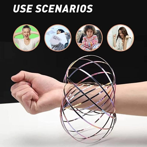 YOFOBU 9 Pack Flow Spinner Ring Arm Magic Spring Arm Flow Sculpture Ring Colored Magic Kinetic Spring Interactive