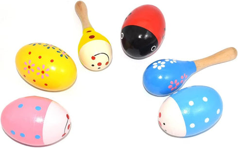 Wooden Easter Eggs Shakers Toys, Maracas Kids Hand Percussion Shakers for Party Favors, 4 Pack Easter Eggs with Shaker