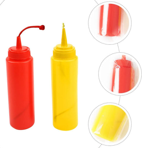 2Pcs STOBOK Fake Mustard and Ketchup Bottle Funny Fake Salad Dressing Bottle Prank Toys Phoney Condiment for Adults