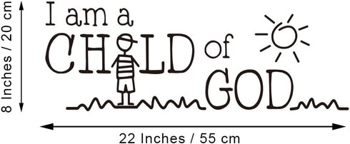 I am a Child of GOD Vinyl Wall Decal, Carved Letters Christian Quotes Art Home Décor for Kids Nursery Room Decoration