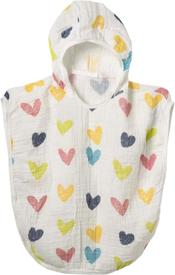 100% Cotton Muslin Baby Bath Poncho - Soft & Absorbent Hooded Towel