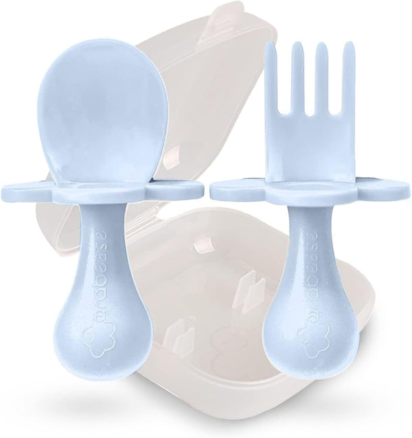 Grabease Baby Feeding Utensils Set, 1 Set, Blue - Self Feeding Baby Fork and Spoon, BPA-Free & Phthalate-Free for Baby