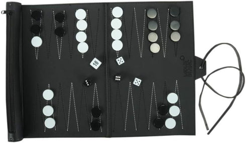 Travel Backgammon Set - Classic Leather Board Game for Adults and Kids, Portable Gift Package