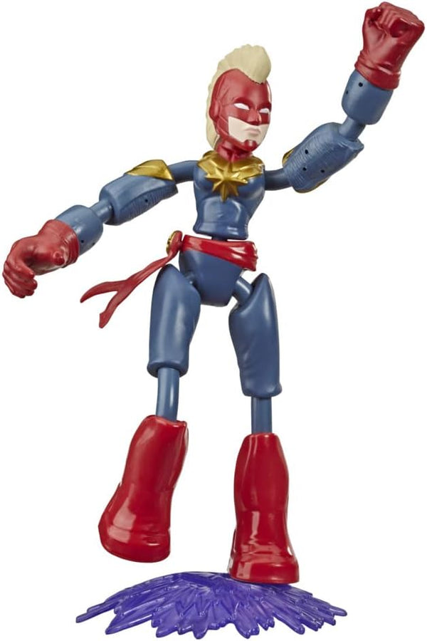 6-Inch Avengers Marvel Bend and Flex Action Figure Toy, Flexible Captain Marvel Figure with Blast Accessory for Kids