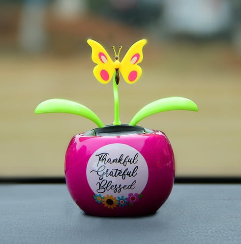 2Pcs Purple Solar Power Flip Flap Flower, Eco-Friendly Bobblehead Solar Dancing Flowers for Car Decoration
