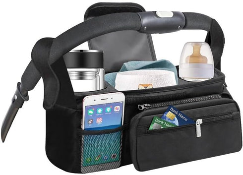 PandaEar Universal Stroller Organizer with Insulated Cup Holders, Parent Console Caddy with