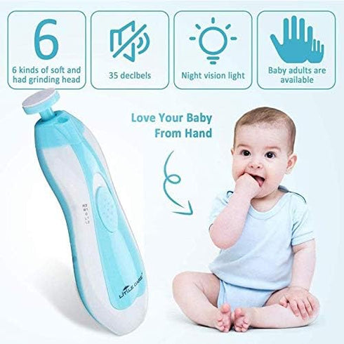 Baby Electric Nail File, 8 in 1 Safe Baby Nail Trimmer, Nail Care Kit with 6 Grinding Heads