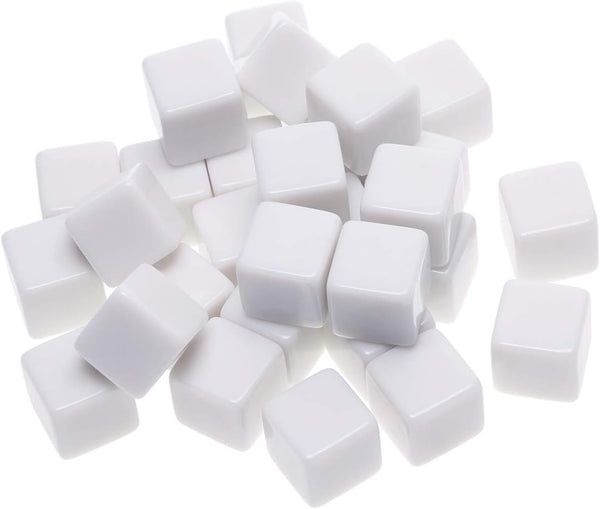 Shapenty 16MM White Acrylic Blank Dice Cubes for Board Games, DIY Sticker, Party