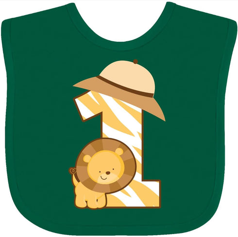 inktastic Safari 1st Birthday Baby Bib - Jungle Animal Design