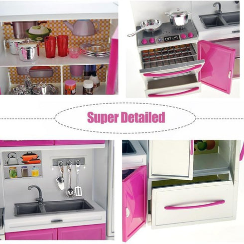 Playset Set (3-in-1) Doll Kitchen for Kids, My Modern Mini Kitchen House Furniture Pretend Play Toy Accessories