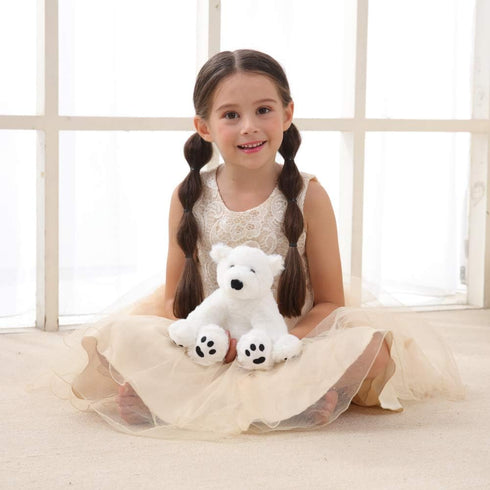 Plush White Polar Bear Stuffed Animal Toy, Soft Cuddly Apricot Lamb for Child (8 Inches)