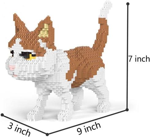 Set 1400PCS Mini Cat Building Blocks - Yellow Cat Micro Bricks for Adults, Collectible Toy for Cat Lovers, The Elegance