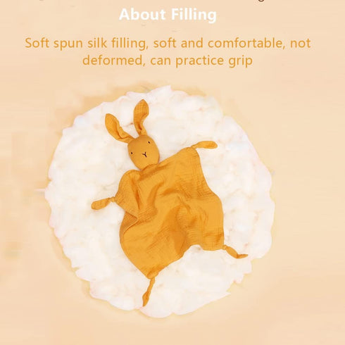 Organic Cotton Muslin Lovey Blanket, Soft & Breathable Bunny Security Blanket Gifts for Boys and Girls