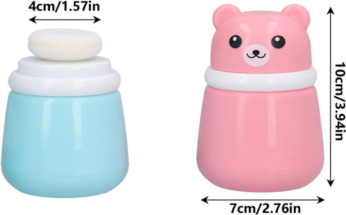 Entatial 2 Body Powder Container, Fine Powder Cartoon Bear Powder Puff Box Pcs No Irritation Durable for Adult