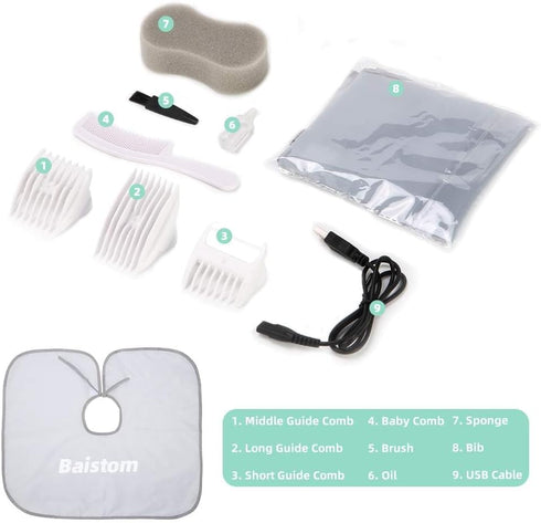 Baby Hair Clippers, Quiet Dual-Mode Hair Cutting for 0-12, Waterproof Rechargeable Cordless Trimmer for Kids