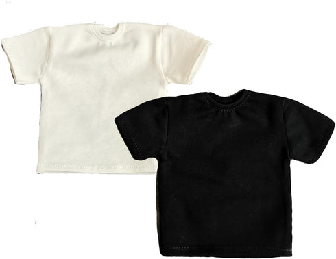1/6 Custom Scale 2X T-Shirt Clothes for 12" Male Action Figure, Black and White