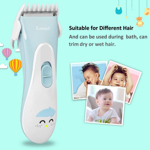 Trimmer, Baby Hair Clippers, Ceramic Blade Electric Kids Hair Ultra-Quiet Cordless Rechargeable Waterproof Haircut Kit