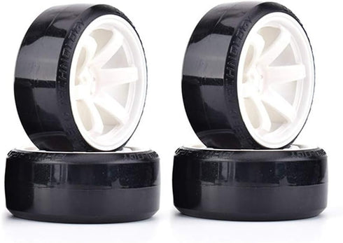 RC Plastic Wheel and Tire Set, 63mm Hard Tyres for 1/10 Drift Car, Traxxas HSP Tamiya HPI Kyosho On-Road
