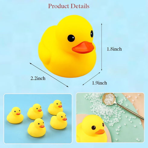 Yhobulis 10Pcs Summer Mold Free Yellow Rubber Ducks Waterproof Bath Duck Toys for Toddlers Boys Girls, No Hole Yellow
