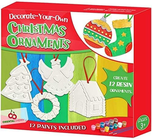 Christmas Crafts for Kids - DIY Tree Decorations Resin Ornaments Kits with Paints & Brushes for Ages 3-12