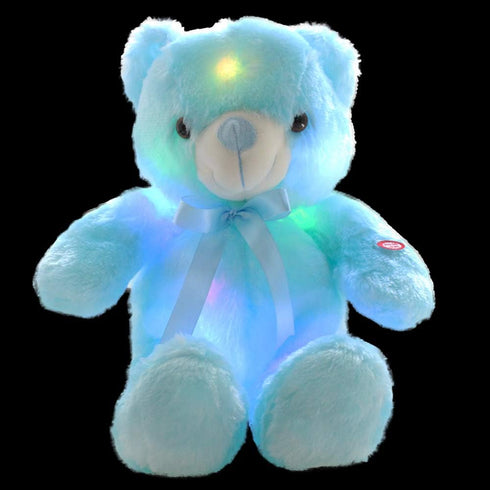 LED Teddy Bears Stuffed Animals, 18 Inch Cute Glow Bear Plush Toys, Colorful Light Up Doll Gifts for Kids, Baby, Blue