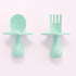 Elli&Nooli Baby Led Weaning Spoon & Fork Set, Mint Toddler Feeding Set with Ergonomic Grip Handles, Dishwasher Safe