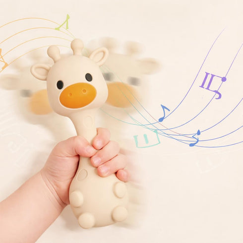 Sand Silicone Giraffe Rattle & Teether for Babies