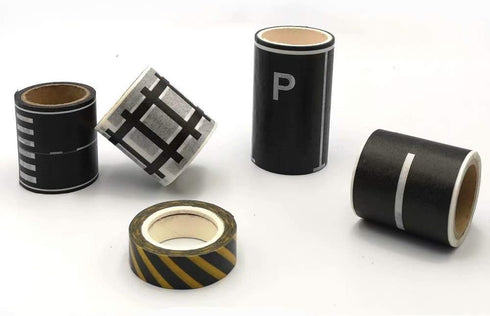 Play Road Tape for Toy Cars & Trains Black Tape 3 Rolls Road Tape 197 inch by 1.9 inch, Packing Traffic Signs Tape Stick to Floors and Walls, Quick Cleanup, for Kids Gift