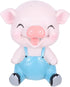 EXCEART Blue Piggy Bobble Head Toy - Resin Pig Figure for Car Dashboard Decor, Birthday Cake Ornament